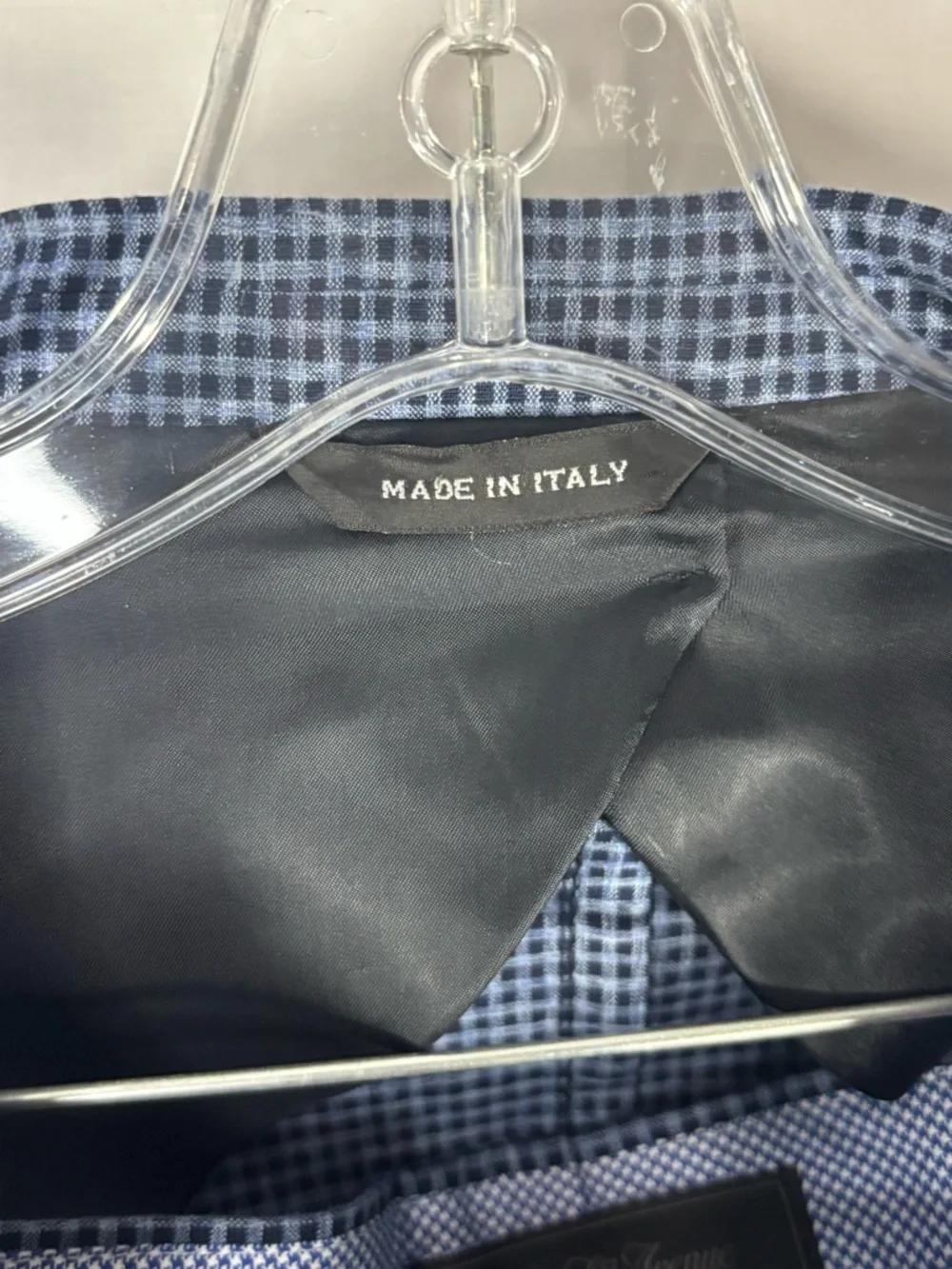 NWOT SAKS FIFTH AVENUE Men's Blue Micro-Check Suit Jacket & Trousers Size 44R